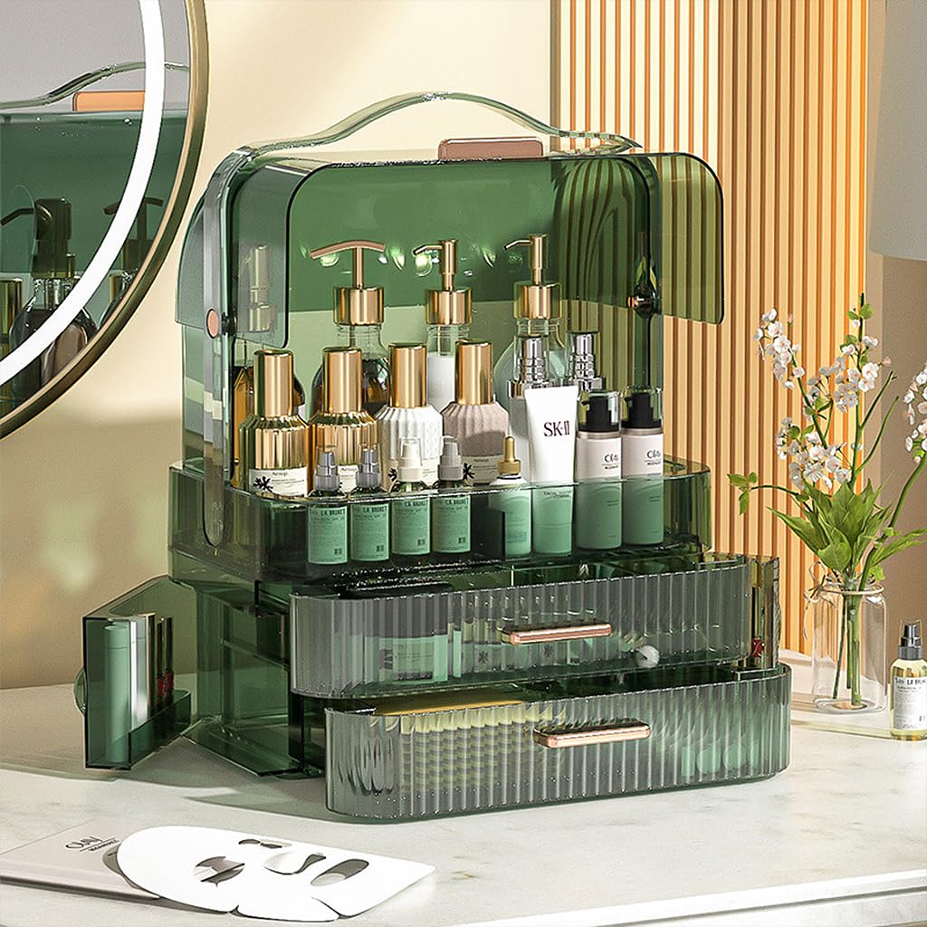 Portable Multi Layer Desk Makeup Organizer With Drawer