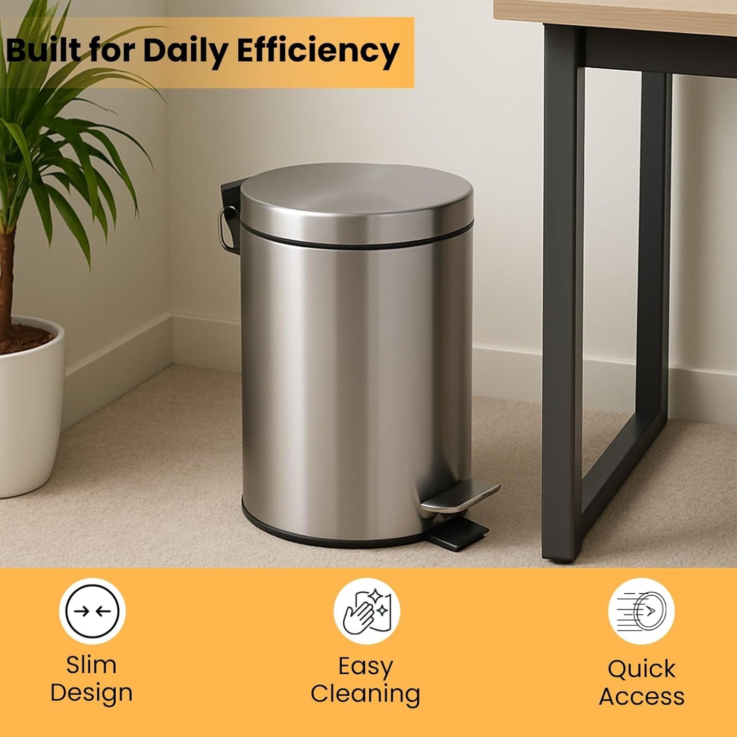 Steel Dustbin with Pedal & Removable Inner Bucket (2117) by Limon
