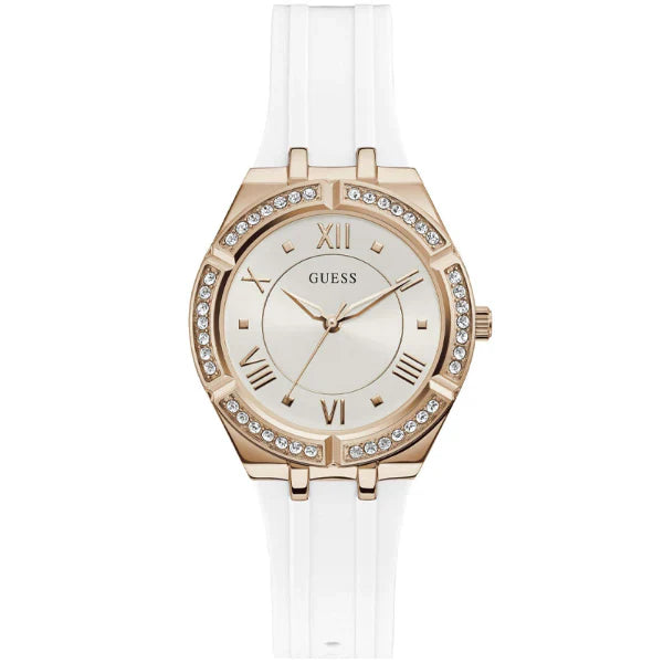 Guess White Silicone Strap White Dial Quartz Watch for Ladies - GW0034L2