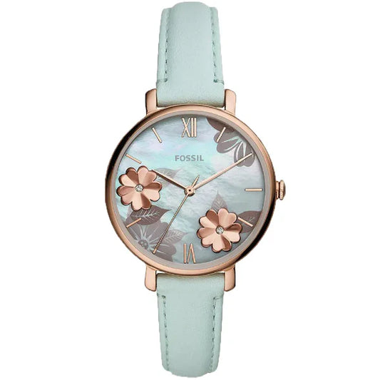 Fossil Jacqueline Mint Green Leather Strap Mint Green Dial Quartz Watch for Ladies - ES4813