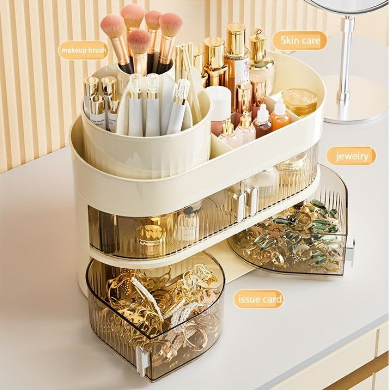 Large Capacity Desktop Cosmetics & Jewellery Organizer – Multifunctional Storage Box | Adornia.pk