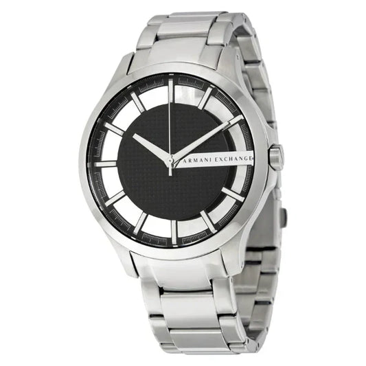 Armani Exchange Silver Stainless Steel Black Dial Quartz Watch for Gents - AX2179