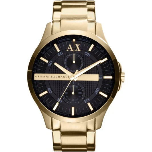 Armani Exchange Gold Stainless Steel Black Dial Quartz Watch for Gents - AX2122