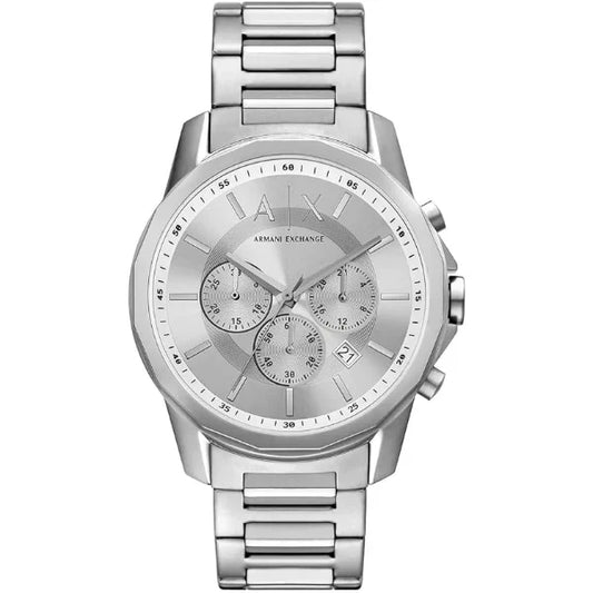 Armani Exchange Silver Stainless Steel Silver Dial Chronograph Quartz Watch for Gents - AX7141