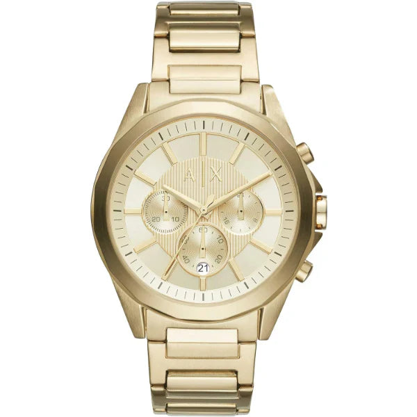 Armani Exchange Gold Stainless Steel Gold Dial Chronograph Quartz Watch for Gents - AX2602