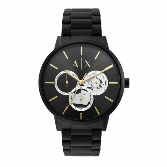 Armani Exchange Black Stainless Steel Black Dial Quartz Watch for Gents - AX2748