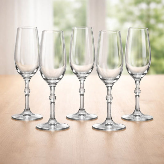 6Pcs Clear Stem Glass Set