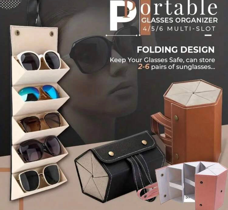 Foldable Portable Glasses Box PU Leather Sunglasses Organizer