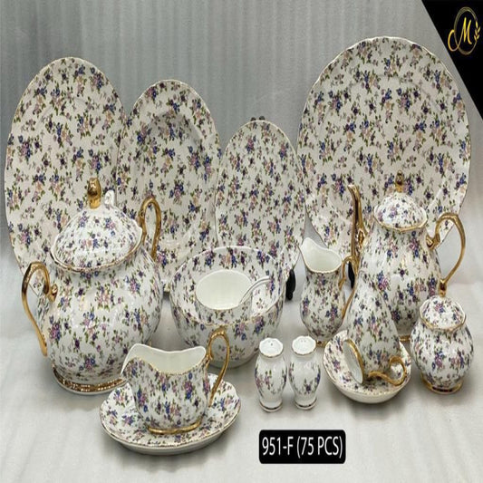 ROYAL ALBERT Dinner Set – Elegant 75 Pcs Full Crockery for 8 Persons | Premium Ceramic Tableware & Serveware Collection
