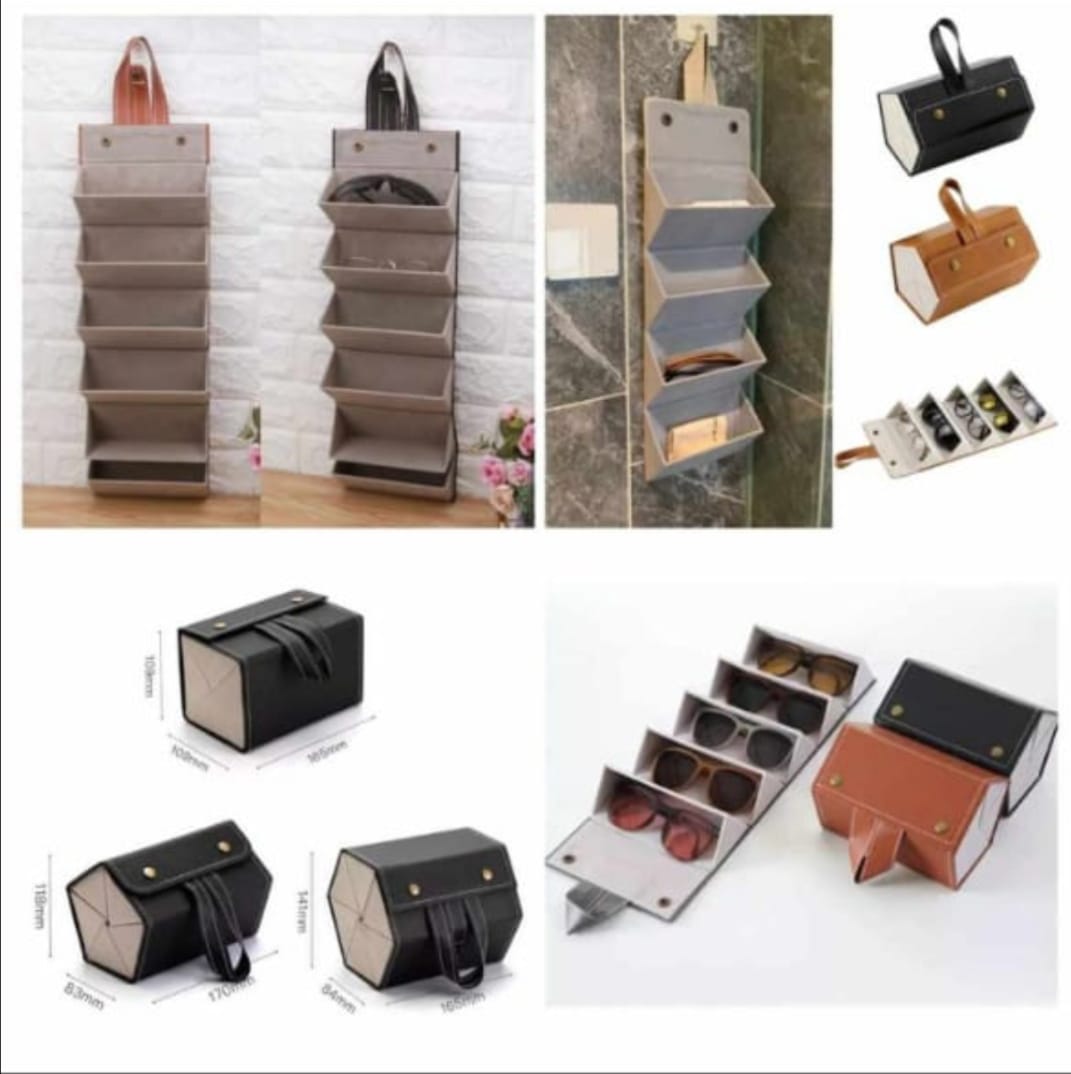 Foldable Portable Glasses Box PU Leather Sunglasses Organizer