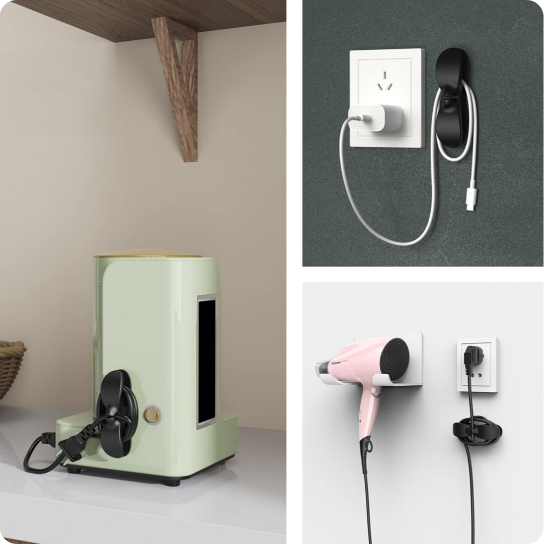 Toaster and pressure cooker cords organized with cable winder