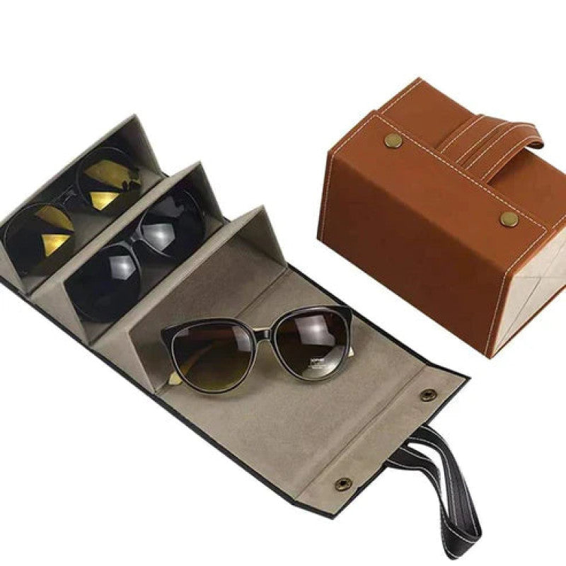 Premium Leather Foldable Sun Glasses Organizer