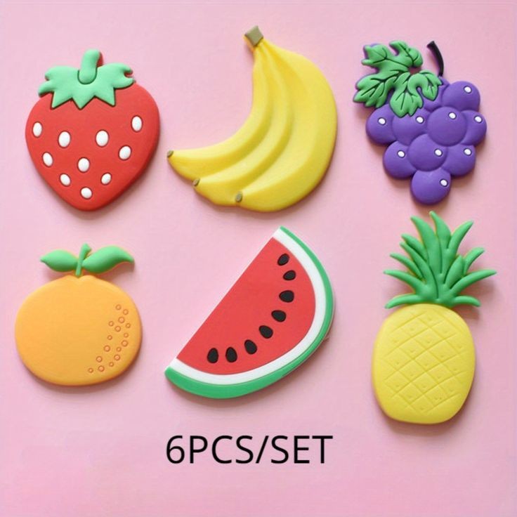 6 Pcs Fruits & Veggies Fridge Magnets