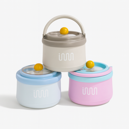 Stainless Steel Lunch Box with Foldable Spoon & Handle