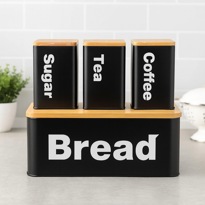 Bread Box Set with Bamboo Lid – Kitchen Storage