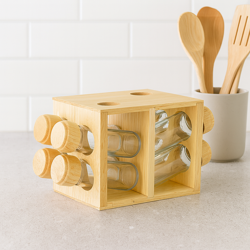Shengya 8 Pieces Wooden Spice Rack