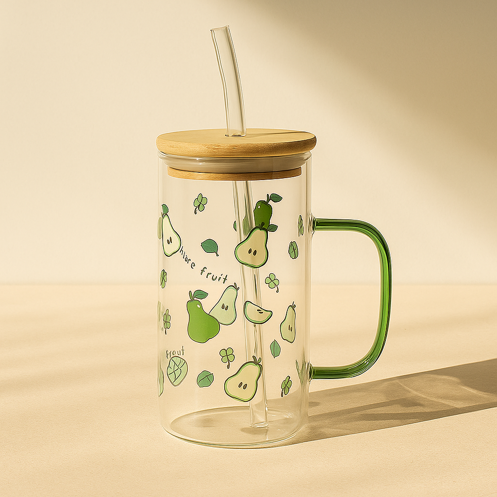 Transparent Glass Mug with Lid