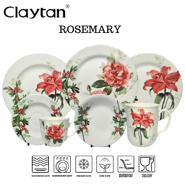 Claytan Rosemary Complete Range Lead Safe Ceramic Tableware