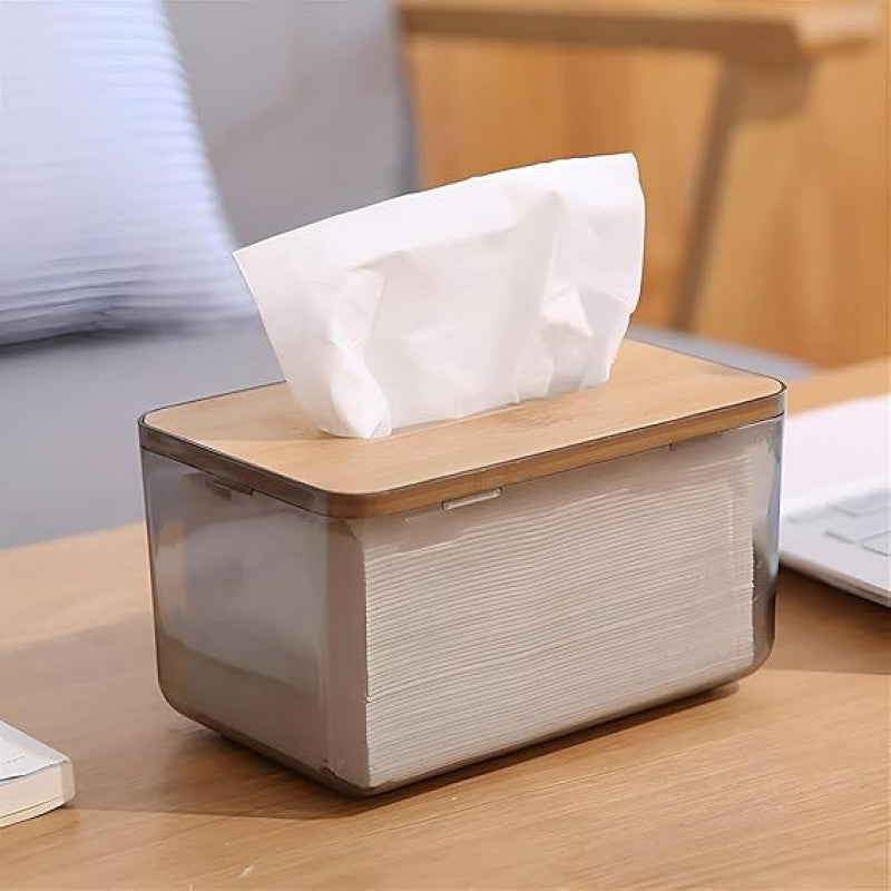 Acrylic Tissue Box with wooden Lids