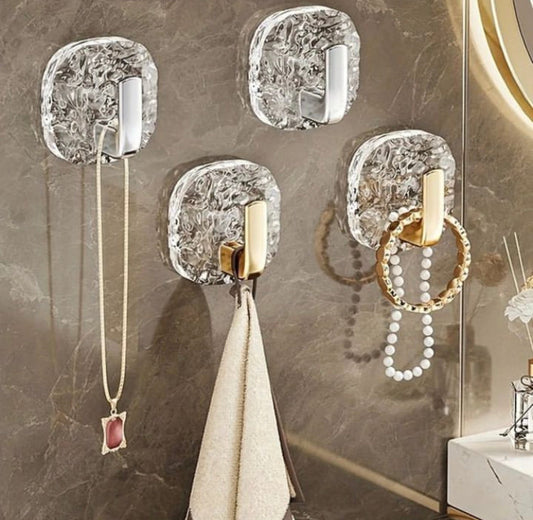 Wall Adhesive Punch Free Acrylic Hooks (2 Pcs Set)