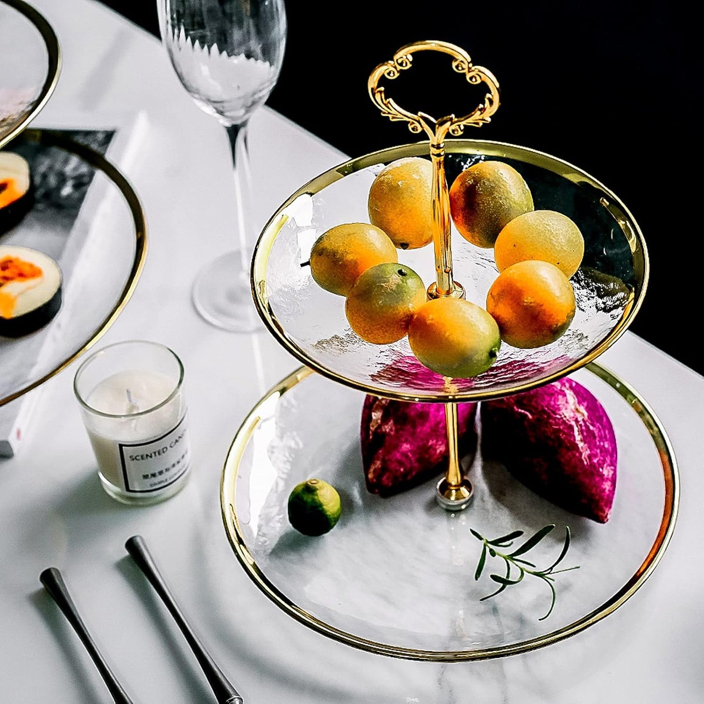 ElegantTower Serving Stand with Golden Handle