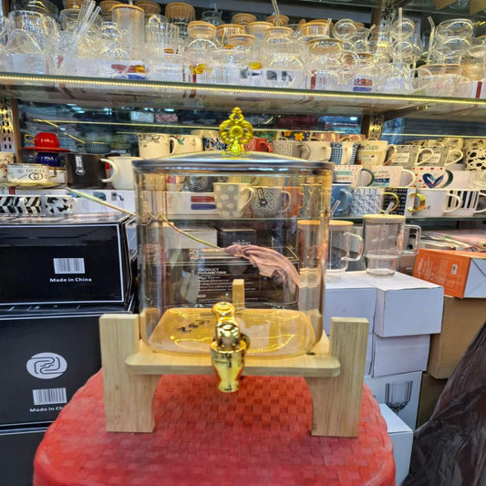 Elegant Square Glass Drink Dispenser – 3.6L with Golden Lid | Adornia.pk