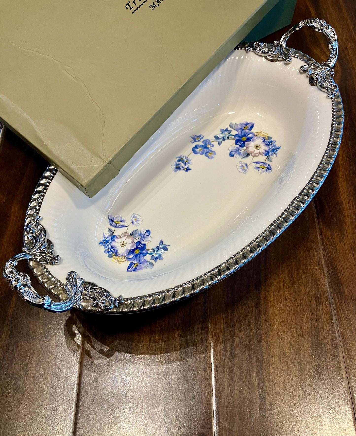 Angela Blue Rose Porcelain Dish 1Pcs