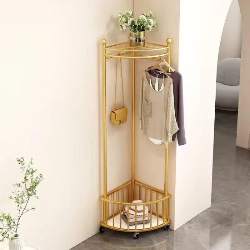 Modern Metal Corner Rack with Wheels | Multi-Purpose Rolling Storage Organizer