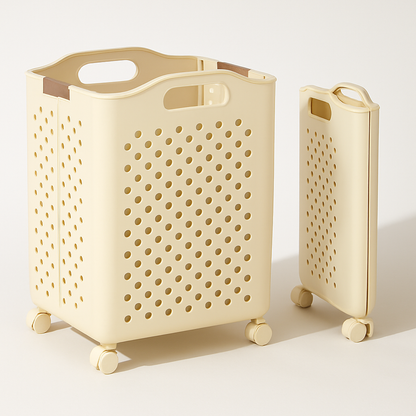 Foldable Household Laundry Basket With Wheels