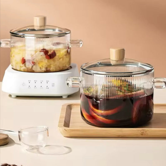 Heat Resistant Glass Cooking Pot with Lid – Durable Transparent Cookware for Pakistani Kitchens | Adornia.pk