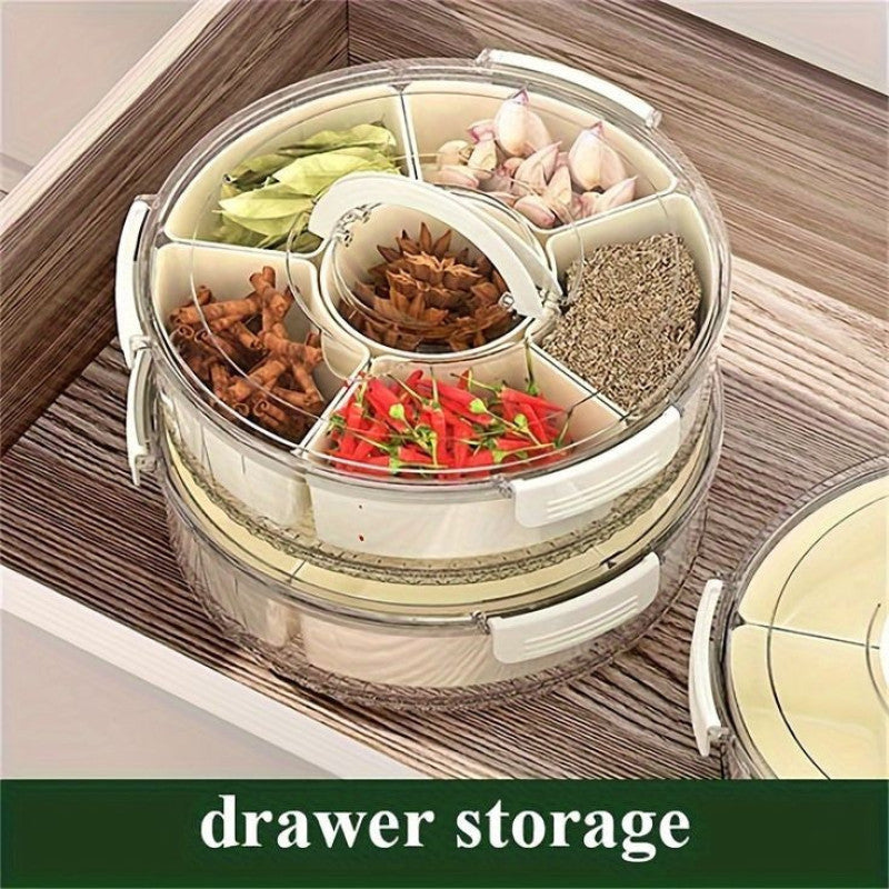 Premium Portable Rotating Snack Tray with Lid – 360° Spinning Serving Organizer | Adornia.pk