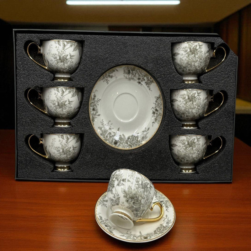 Savor & Serve – Luxury Cups & Saucers 12 Pcs | Premium Tea & Coffee Porcelain Set