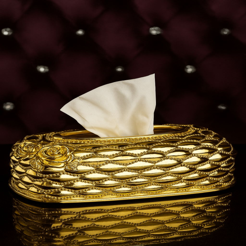 Golden Luxury Tissue Box – Designer Metal Holder