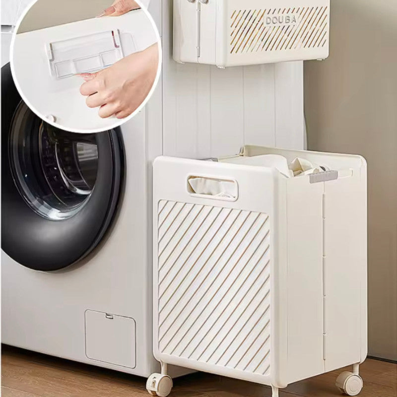Foldable Clothes Storage Basket with Wheels – Large Capacity Laundry Organizer