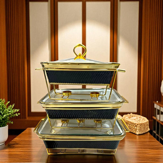 Luxury Imported Rectangle Porcelain Serving Dish – Lid & Side Handles for Easy Carry