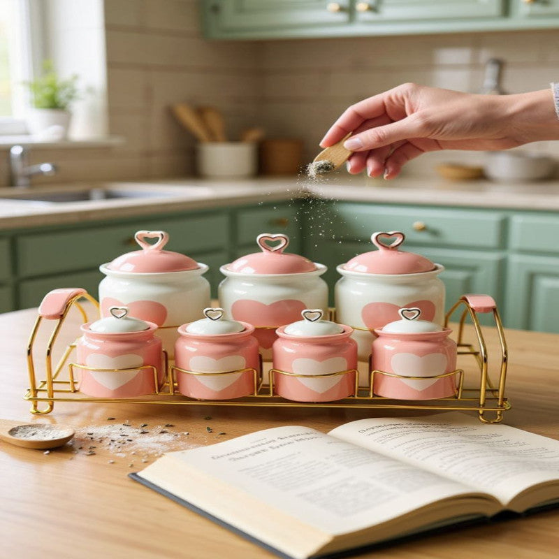 Premium Set of 7 Lovely Airtight Jars – Kitchen Storage Containers | Adornia.pk