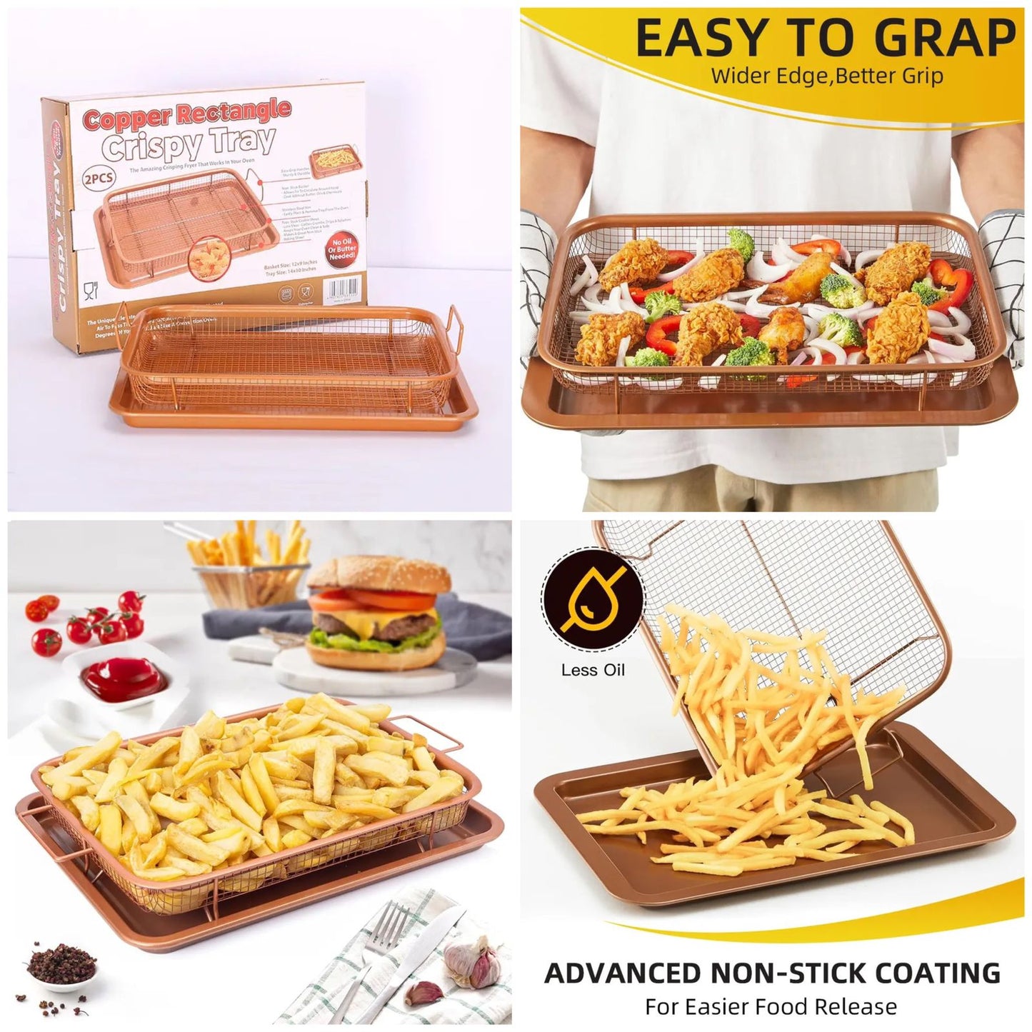 Crisper Rectangular Tray Convenient Oil Draining