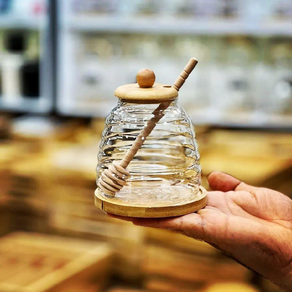 Glass Honey Jar with Bamboo Lid