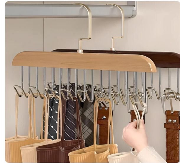 8 Hooks Multipurpose Wooden Hanger