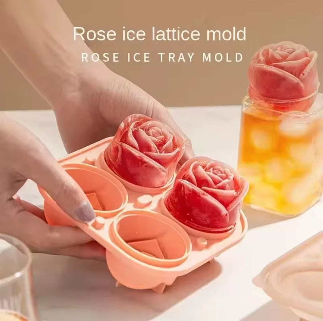 Silicone Rose Ice Mold, Flower Shaped Ice Mold, Silicone Big Ice Ball Maker