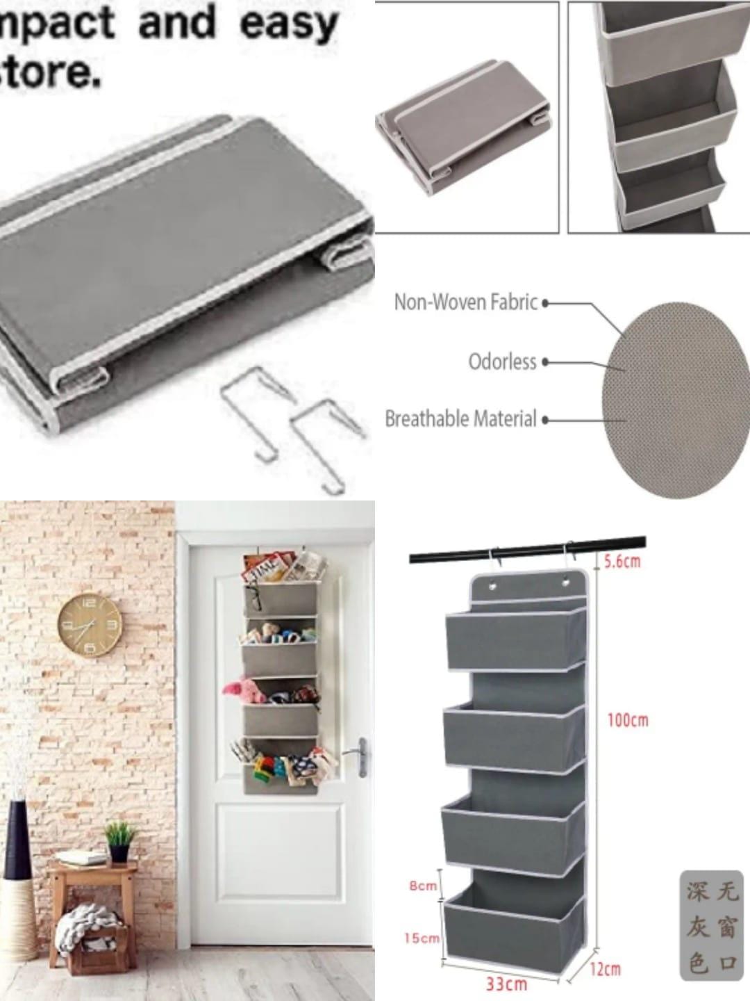Four Layers Non-Woven Over the Door Organizer