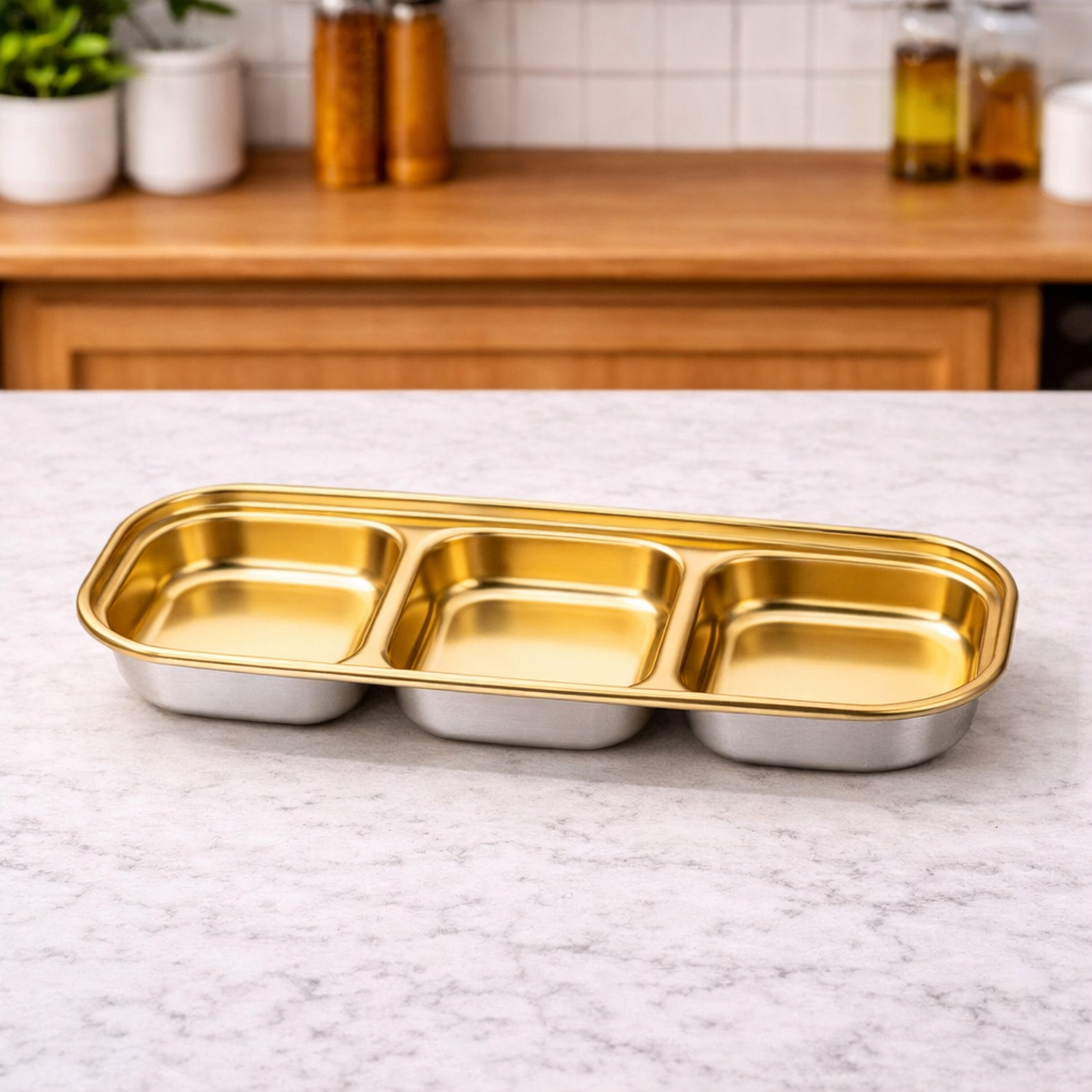 Golden 3 Partition Sauce Plate