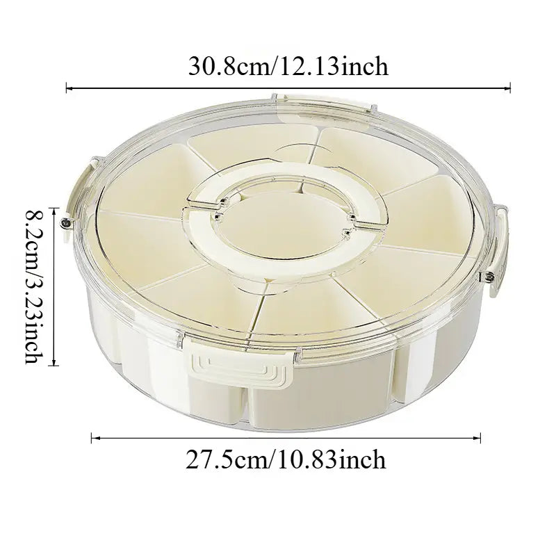 Premium Portable Rotating Snack Tray with Lid – 360° Spinning Serving Organizer | Adornia.pk
