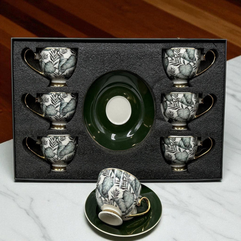 Savor & Serve – Luxury Cups & Saucers 12 Pcs | Premium Tea & Coffee Serveware