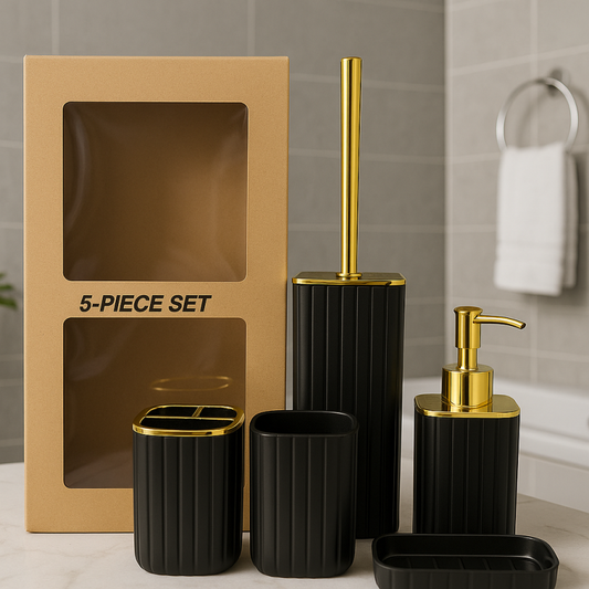 5-Piece Bathroom Accessory Set – Premium Plastic Bath Set for Modern Bathrooms | Adornia.pk