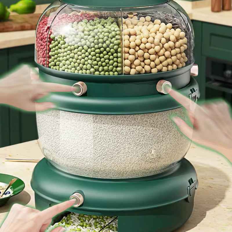 9KG Rotating Sealed Storage Box, Separated Sealed Rice Dispenser, Kitchen Accessories