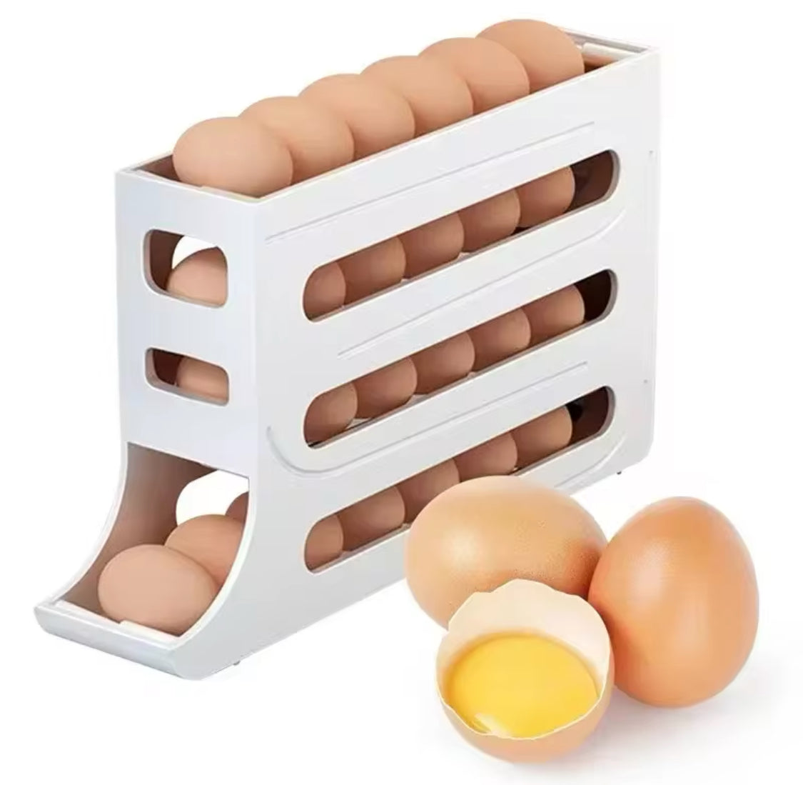 Automatic Rolling Egg Storage Box, Four Tier Egg Roller Rack, Refrigerator Egg Dispenser, Egg Basket Container