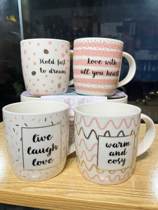 Danny Home Pink Love Mugs 4Pcs