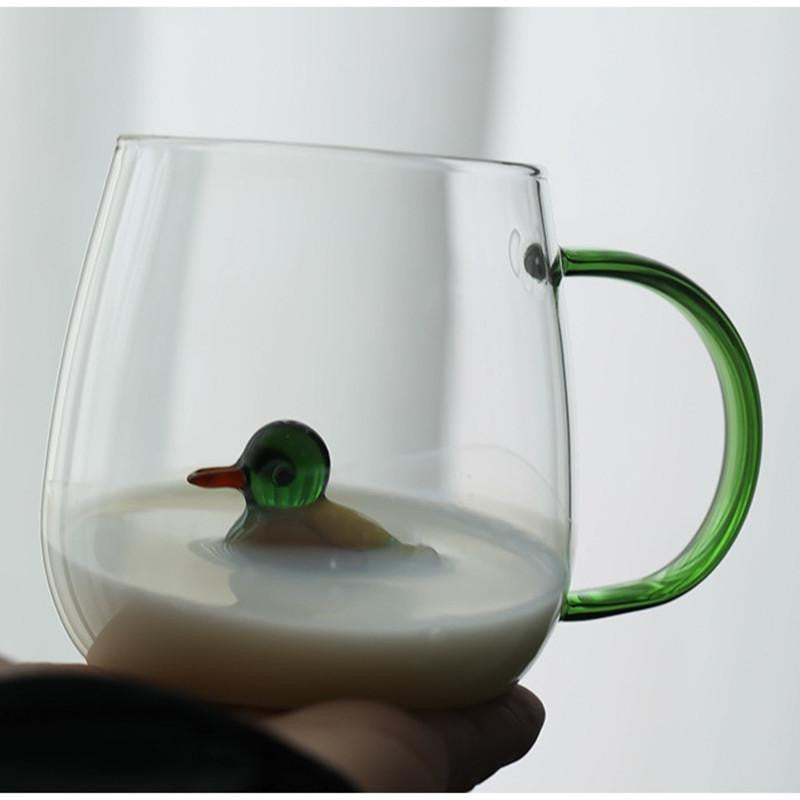 400ml 3D Cartoon Animal Glass Mug – Creative Coffee, Milk & Tea Cup with Handle | Adornia.pk