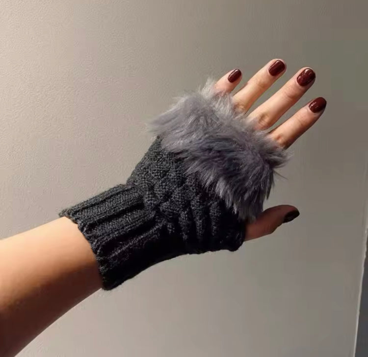 Women Fur Winter Knitted Warm Gloves for Women